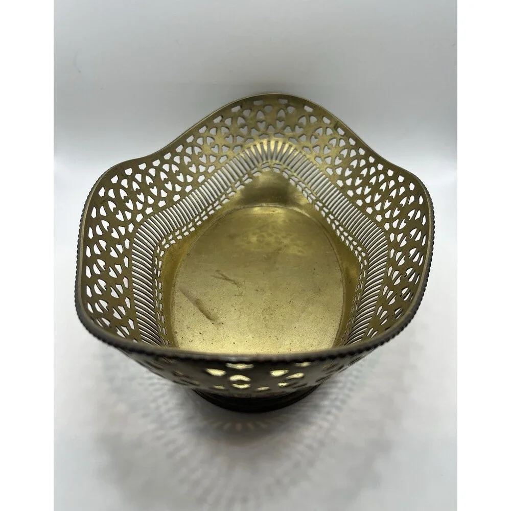 Vintage French Pierced Brass Bowl